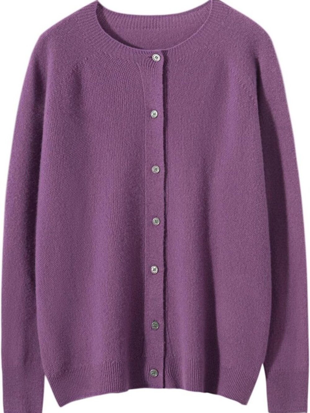 Lightweight 100% Merino Wool Crew Neck Cardigan - Cozy Women's Sweater